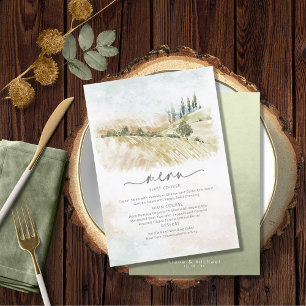 Aquarelle Paysage Mariage Menu Sage Green ID786