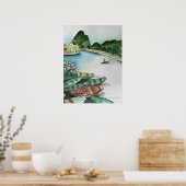 Aquarelle paysage, Vietnam, Tam Coc Poster Flye (Cuisine)