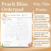 Aquarelle Peach Cake Bakery reçus Bloc-notes