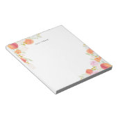 Aquarelle Peaches Floral Bloc-notes personnalisé (Incliné)