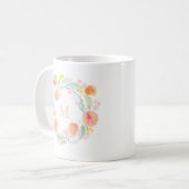 Aquarelle Peaches Folithe Wreath Monogramme Mug (Devant gauche)