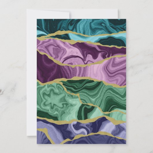 Aquarelle Peacock Agate (v1) Invitation (Dos)