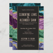 Aquarelle Peacock Agate (v1) Invitation (Devant / Derrière)