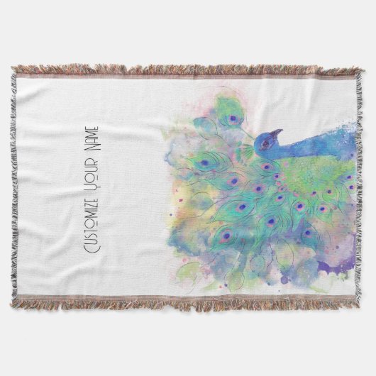 Aquarelle Peacock Art Jetez la couverture (Devant)