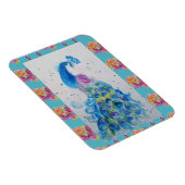 Aquarelle Peacock Blue Bird Aqua frigo Magnet (Côté Droit)