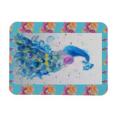 Aquarelle Peacock Blue Bird Aqua frigo Magnet (Horizontal)
