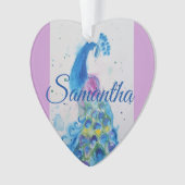 Aquarelle Peacock Blue Girls Décoration de Noël (devant)