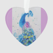 Aquarelle Peacock Blue Girls Décoration de Noël (dos)