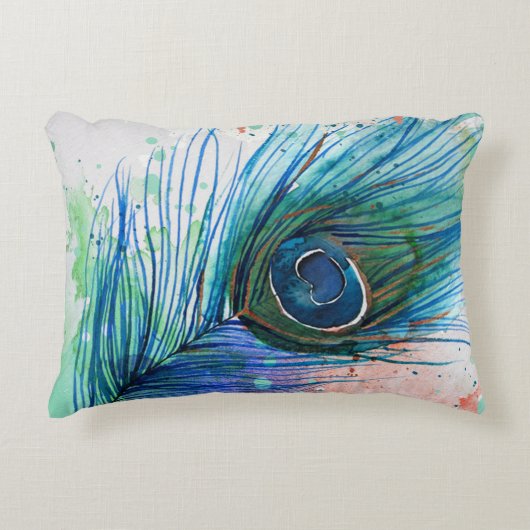 Aquarelle Peacock Coussin (Devant)