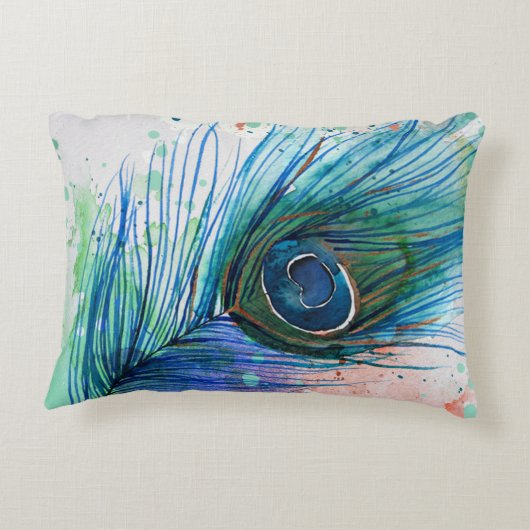 Aquarelle Peacock Coussin (Dos)