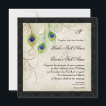 Aquarelle Peacock Feather Black Damask Invitation<br><div class="desc">"Aquarelle Peacock Feather Black Mariage damassé Invitation Invitation." L'élégante aquarelle peinte à la main d'une plume de paon a été créée par Audrey Jeanne Roberts,  artiste et designer de renommée internationale. Arrière - plan noir avec des couleurs parchemin damas et dentelle motif subtil. Droit d'auteur .</div>