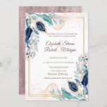 Aquarelle Peacock Floral Faire-part de mariage<br><div class="desc">Chic faire-part de mariage floral aquarelle.</div>