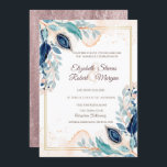 Aquarelle Peacock Floral Faire-part de mariage<br><div class="desc">Chic faire-part de mariage floral aquarelle.</div>