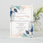 Aquarelle Peacock Floral Fiançailles Invitation (Debout devant)
