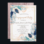 Aquarelle Peacock Floral Fiançailles Invitation<br><div class="desc">Chic faire-part de mariage floral aquarelle.</div>