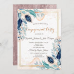 Aquarelle Peacock Floral Fiançailles Invitation<br><div class="desc">Chic faire-part de mariage floral aquarelle.</div>