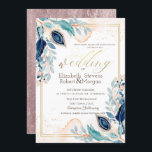 Aquarelle Peacock Flowers Faire-part de mariage<br><div class="desc">Chic faire-part de mariage floral aquarelle.</div>