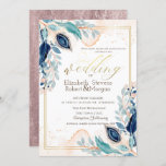 Aquarelle Peacock Flowers Faire-part de mariage<br><div class="desc">Chic faire-part de mariage floral aquarelle.</div>