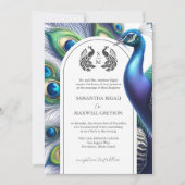 Aquarelle Peacock Formal Wedding Invitations (Devant)