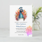 Aquarelle Peacock Invitations de mariage (Debout devant)