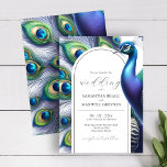 Aquarelle Peacock Invitations de mariage<br><div class="desc">Découvrez le charme de notre faire-part de mariage sophistiquée, ornée d'une aquarelle représentant un paon, rendue dans des teintes époustouflantes de violet, vert et bleu. Cette invitation exhale l'élégance, avec le mot "Mariage" dans une police de caractères contemporaine, élégamment encadrée par un motif d'arc. A l'envers, on découvre un spectacle...</div>