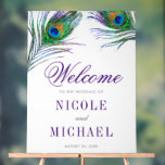 Aquarelle Peacock Mariage de plume Bienvenue<br><div class="desc">Un mariage moderne en plumes paon aquarelle accueille l'acrylique signe.</div>