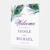 Aquarelle Peacock Mariage de plume Bienvenue (Angle)