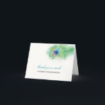 Aquarelle Peacock Merci<br><div class="desc">Un mariage à thème populaire est la plume de paon. Belle plume de paon couleur aquarelle vive. Si vous voulez quelque chose de changé à ce design s'il vous plaît n'hésitez pas à m'envoyer un courriel à paula@labellarue.com Si vous avez besoin d'autres cartes comme rsvp, menu, réception etc et vous...</div>