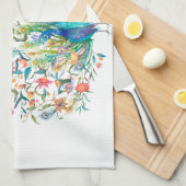 Aquarelle Peacock Serviettes de cuisine (Quart Plié)