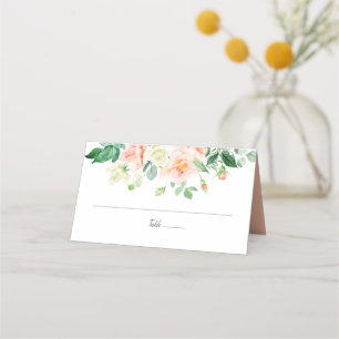 Aquarelle Pêche Roses et verdure Cartes de lieu