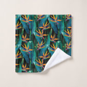 Aquarelle peignant l'oiseau du paradis tropical (Gant de toilette)