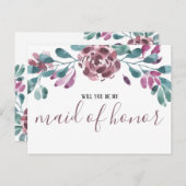Aquarelle Peine violette Maid of Honor Invitation (Devant / Derrière)