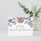 Aquarelle Peine violette Maid of Honor Invitation (Debout devant)