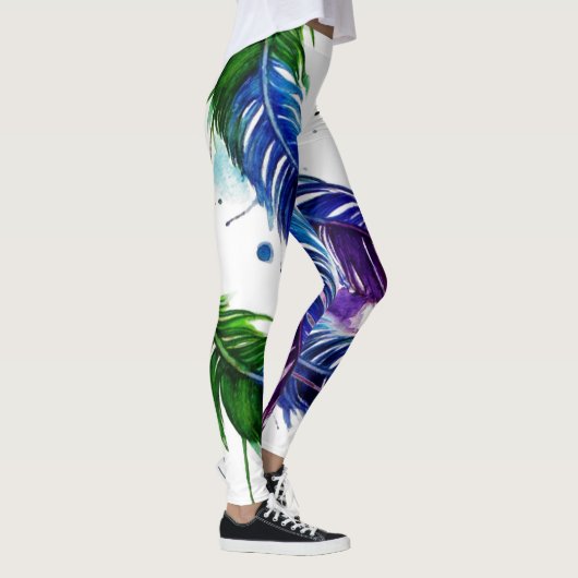 Aquarelle Peint Feather Leggings (Droite)