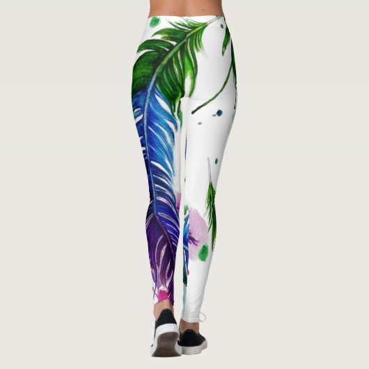 Aquarelle Peint Feather Leggings (Dos)
