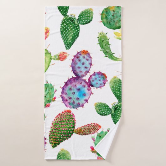 Aquarelle peinte à la main de cactus tropicaux. In (Serviette de bain)