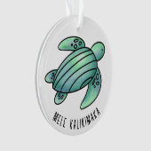 aquarelle peinte caricature de tortue de mer bleu  (devant)