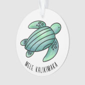 aquarelle peinte caricature de tortue de mer bleu  (devant)