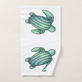 aquarelle peinte caricature de tortue de mer bleu  (Serviette à main)