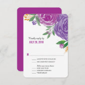 Aquarelle peinte en fleurs violettes | RSVP (Devant / Derrière)