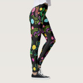 Aquarelle Peinte Mexicaine Fleurs Pop Leggings (Droite)
