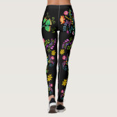 Aquarelle Peinte Mexicaine Fleurs Pop Leggings (Dos)