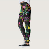 Aquarelle Peinte Mexicaine Fleurs Pop Leggings (Gauche)