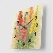 Aquarelle Peinture des Snapdragons 2 Horloge mural (Angle)