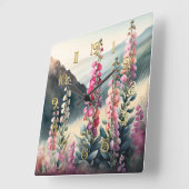 Aquarelle Peinture des Snapdragons Horloge murale (Angle)