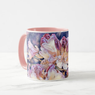Aquarelle peinture d'une tasse de fleurs d'azéée v