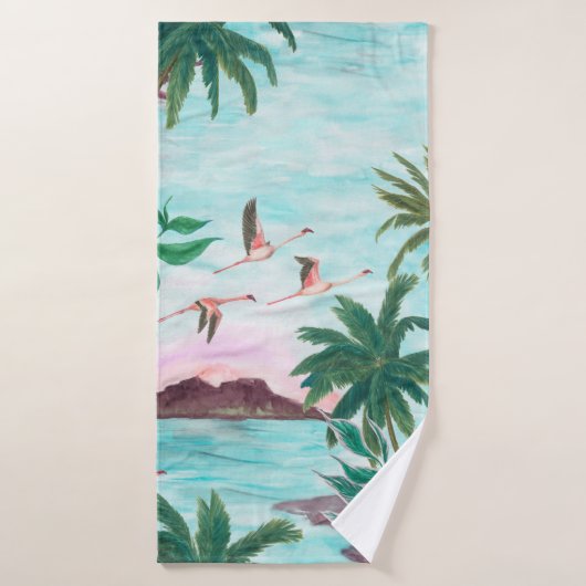 Aquarelle peinture sans couture motif avec hawaïen (Serviette de bain)