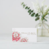 Aquarelle Peonies Carte de visite chic (Debout devant)