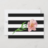 Aquarelle Peonies et rayures Mariage Carte RSVP (Dos)