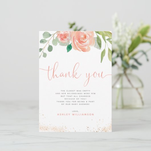 Aquarelle Peonies Eucalyptus Merci vert (Debout devant)